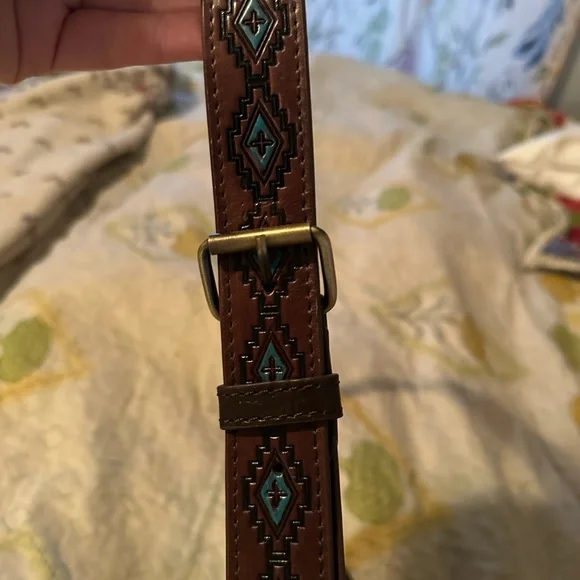 Elegant Brown and Teal Leather Bag, brand new, never used. - Picture 5 of 12